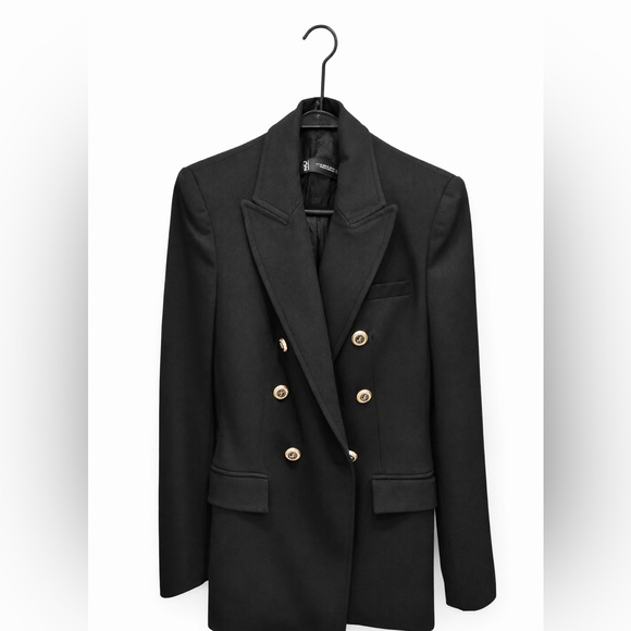 Zara Jackets & Blazers - Zara Double-Breasted Military Blazer w/ Gold Crest Buttons — Black (XS)